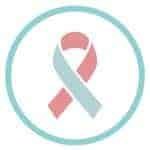 Ícono representativo del cáncer de cabeza y cuello en tonos rosa y azul, asociado a radioterapia especializada en Ciudad de México.