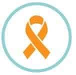 Listón color naranja como símbolo del cáncer de piel, asociado al tratamiento con radioterapia en CDMX.